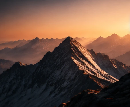 Mountain ridges in warm sunrise light, from the TrendSignal brand board